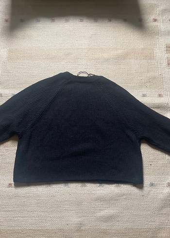 Siyah Kadın Yün Kazak, Bisiklet Yaka, Salaş - Görsel 6