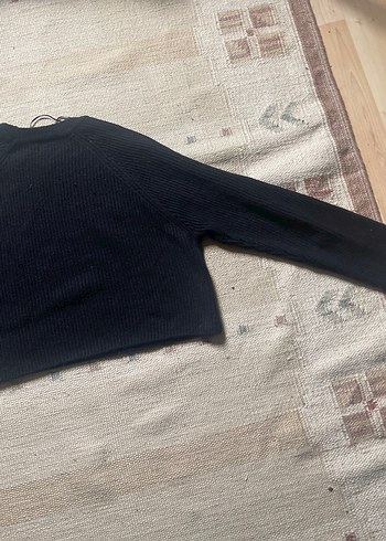 Siyah Kadın Yün Kazak, Bisiklet Yaka, Salaş - Görsel 8