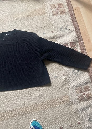 Siyah Kadın Yün Kazak, Bisiklet Yaka, Salaş - Görsel 2