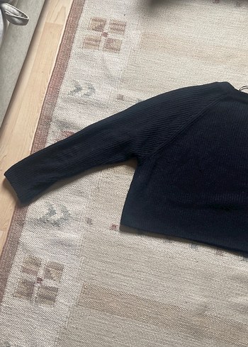 Siyah Kadın Yün Kazak, Bisiklet Yaka, Salaş - Görsel 7