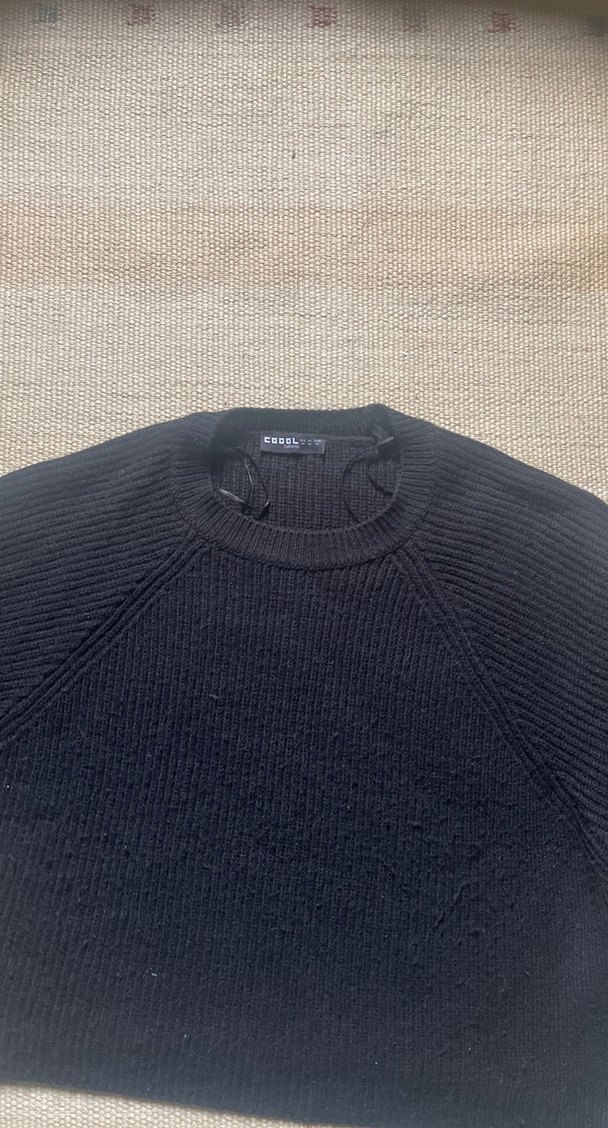 Siyah Kadın Yün Kazak, Bisiklet Yaka, Salaş - Görsel 5