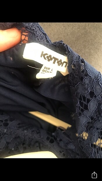 m Beden lacivert Renk Koton dantellı elbıse