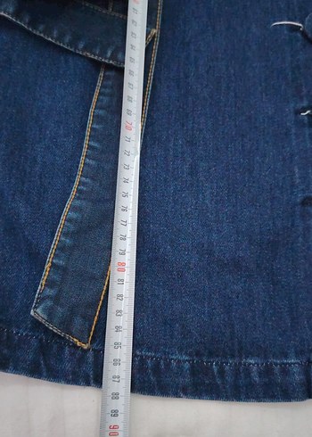 Düğmeli Lacivert Kadın Uzun  Ceket yada elbise - Görsel 3