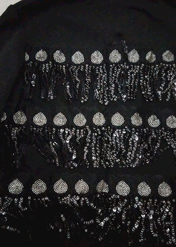 Kız Çocuk Siyah Payetli Nakışlı hırka - Görsel 5