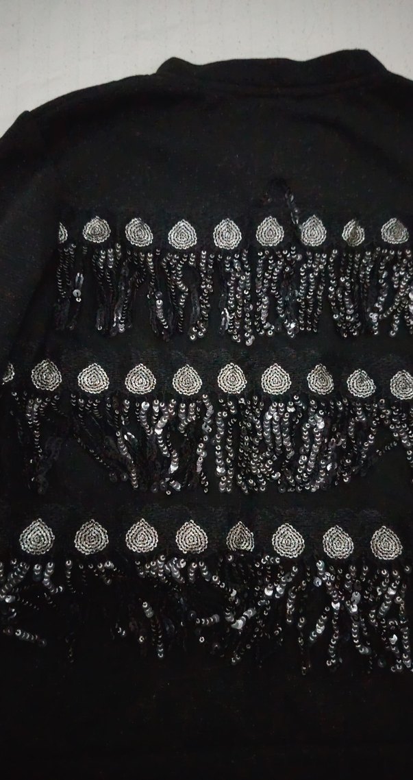 Kız Çocuk Siyah Payetli Nakışlı hırka - Görsel 5