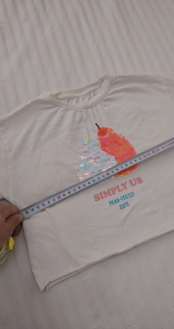 Kız Çocuk Baskılı Beyaz Tişört - Görsel 3