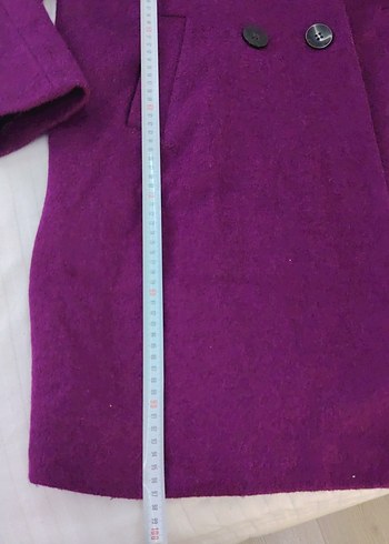 Mor Düğmeli Yün Midi Kaban - Görsel 4