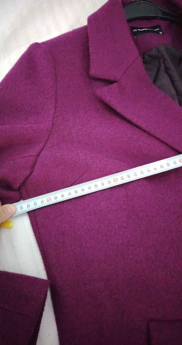 Mor Düğmeli Yün Midi Kaban - Görsel 5