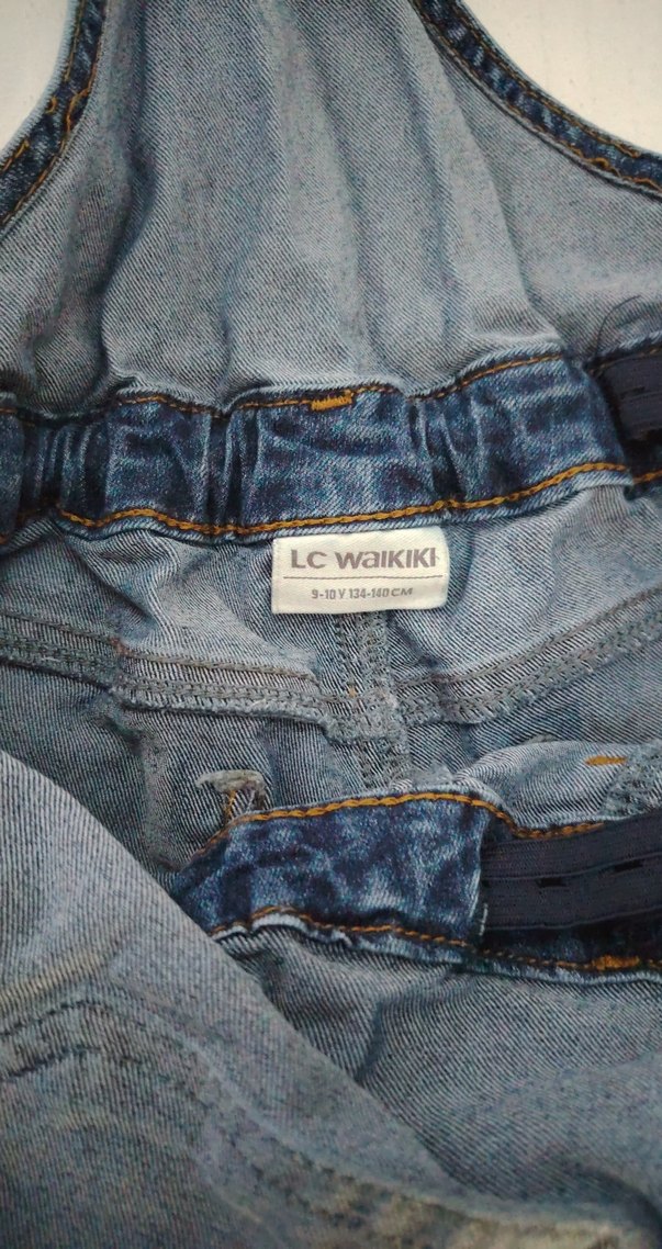 Kızlar için Mavi Denim Askılı Tulum - Görsel 4