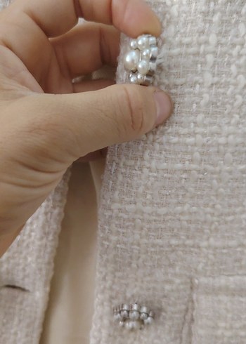 Düğmeli Keten Beyaz Midi Yelek - Görsel 4