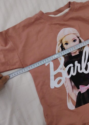 Uzun Kollu Barbie Baskılı Kız Elbisesi - Görsel 2