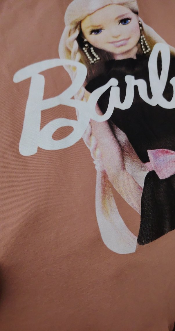 Uzun Kollu Barbie Baskılı Kız Elbisesi - Görsel 4