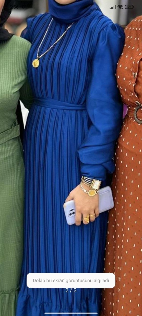 Mavi Pilili Uzun Elbise - Görsel 2