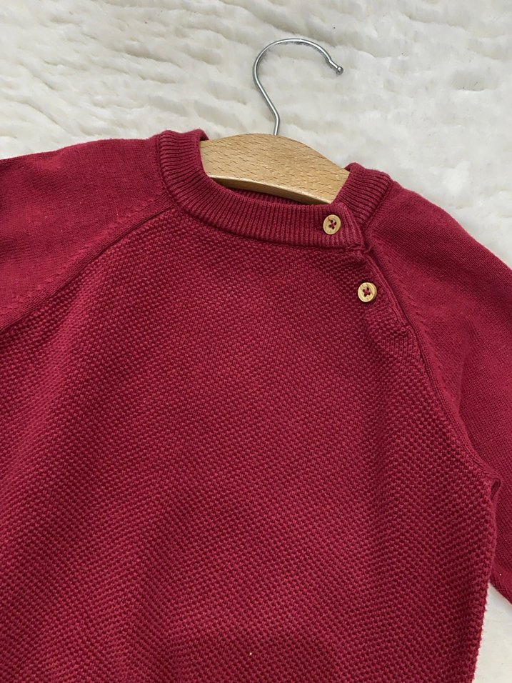 Bordo Erkek Çocuk Örgü Kazak - Görsel 2