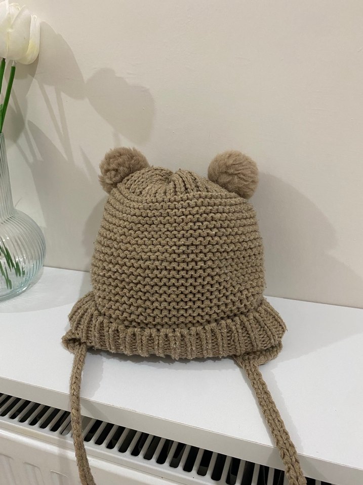 Bej Örgü Çocuk Bere Kulaklıklı - Görsel 2