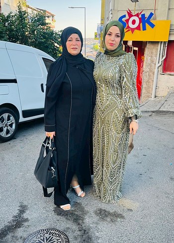 Payetli Uzun Siyah Kadın Elbise