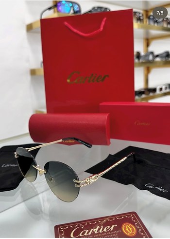 Cartier Parlak Altın Kadın Güneş Gözlüğü - Görsel 2