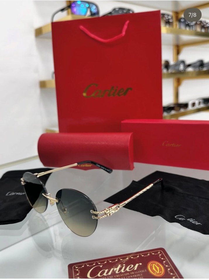 Cartier Parlak Altın Kadın Güneş Gözlüğü - Görsel 2