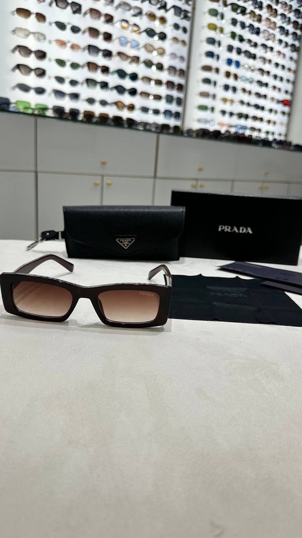 Prada Kahverengi Parlak Kadın Güneş Gözlüğü - Görsel 2