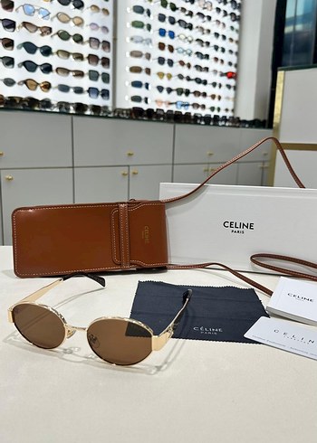 CELINE Parlak Altın Tokalı Kadın Güneş Gözlüğü - Görsel 2