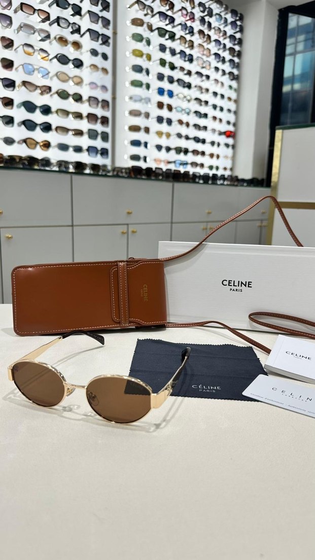 CELINE Parlak Altın Tokalı Kadın Güneş Gözlüğü - Görsel 2