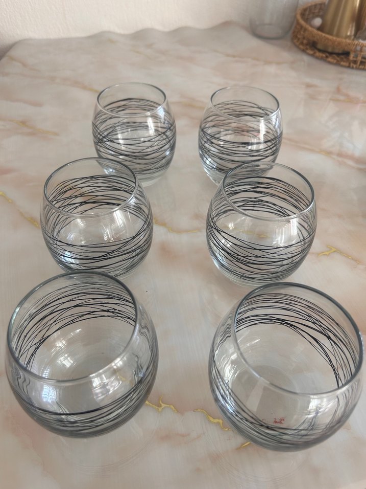 Gri Çizgili Bej Su Bardağı Seti - Görsel 3