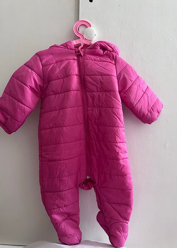 Pembe Fermuarlı Bebek Kış Tulumu