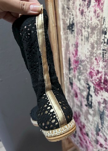 Siyah Nakışlı Dantel bot - Görsel 5