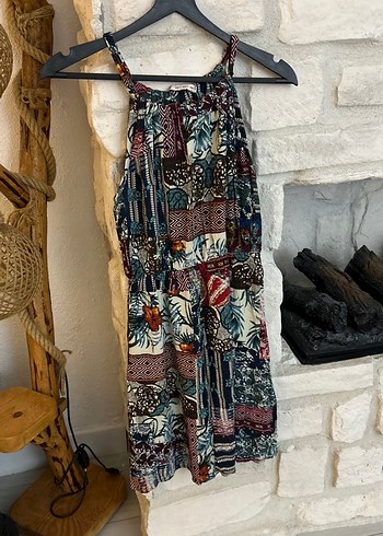 Bohem Çok Renkli mini Askılı Elbise - Görsel 3