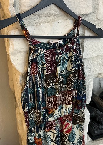 Bohem Çok Renkli mini Askılı Elbise - Görsel 2