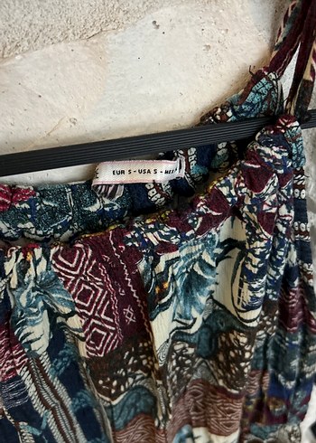 Bohem Çok Renkli mini Askılı Elbise - Görsel 4