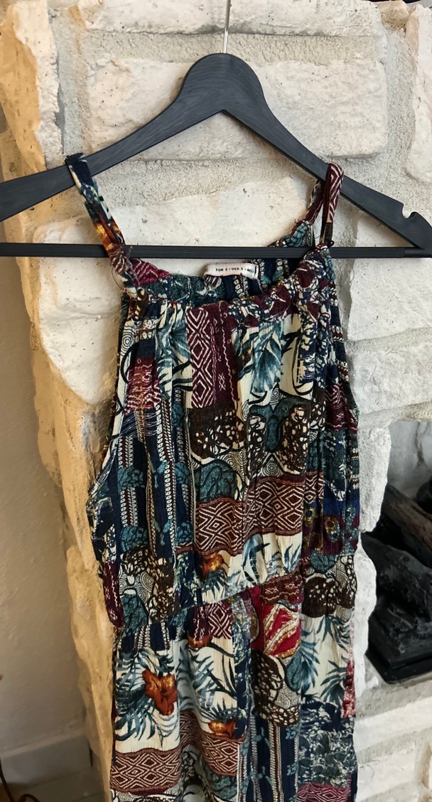 Bohem Çok Renkli mini Askılı Elbise - Görsel 2