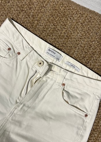 Kadın Beyaz kalın kumaş Jean - Görsel 3