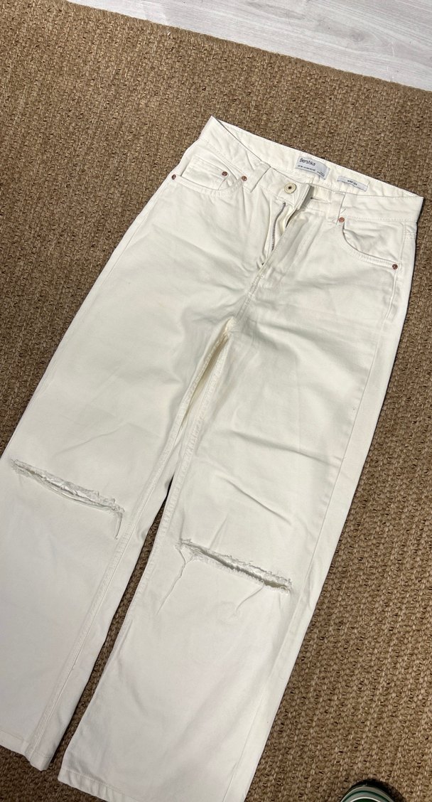 Kadın Beyaz kalın kumaş Jean - Görsel 2