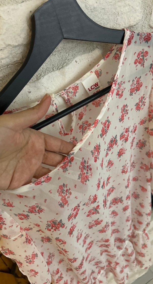 Pembe Çiçek Desenli  Bluz - Görsel 4