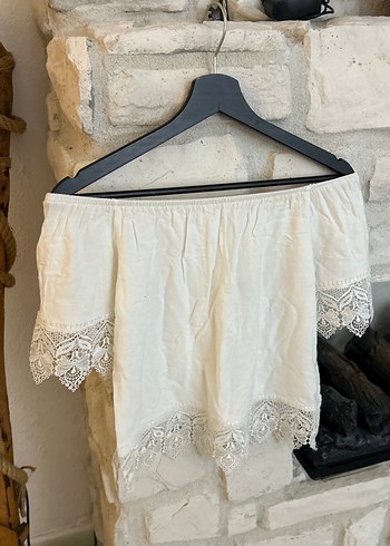 Dantel Detaylı Kısa Bohem Kadın Bluz - Görsel 4