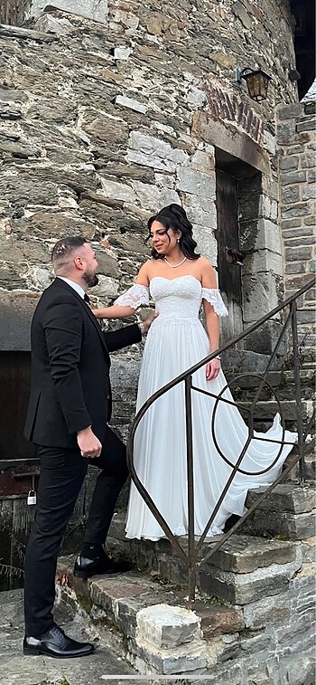 Fransız detaylı italyada dikilmiş olan gelinliğim - Görsel 6