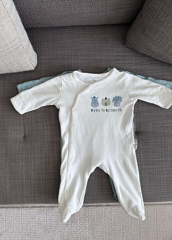 Beyaz Baskılı Pamuklu Bebek Tulum (0-3 ay) - Görsel 5