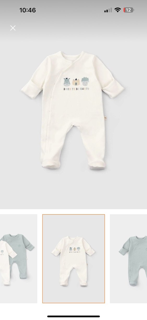 Beyaz Baskılı Pamuklu Bebek Tulum (0-3 ay) - Görsel 2