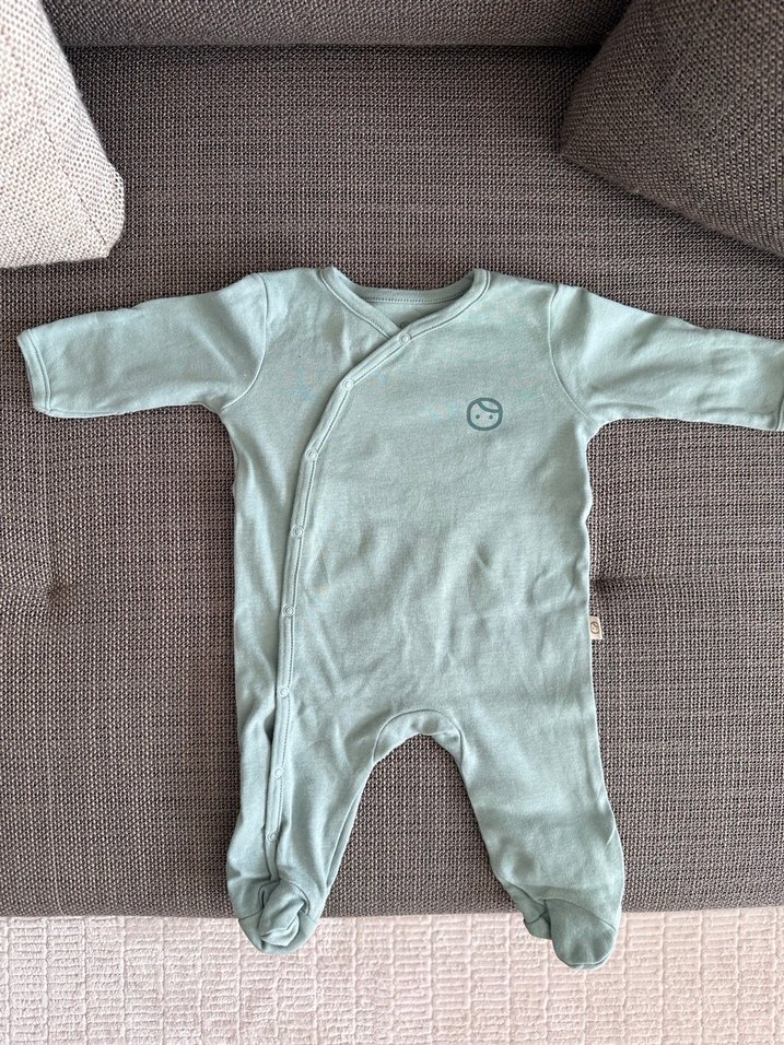 Beyaz Baskılı Pamuklu Bebek Tulum (0-3 ay) - Görsel 4