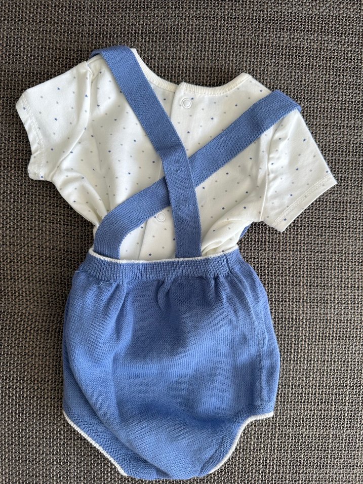 Mavi Triko Askılı Bebek Tulum - Görsel 3