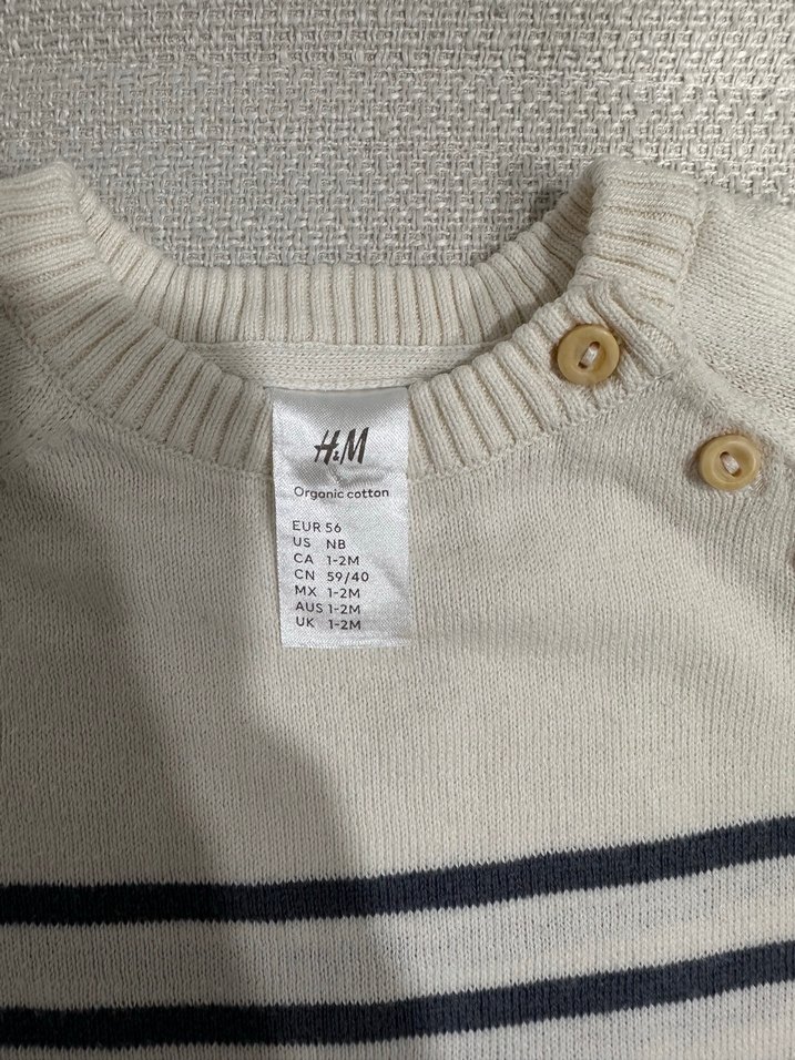 Beyaz Gri Çizgili Kısa Kollu Triko Tulum - Görsel 3