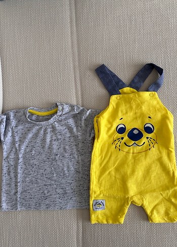 Gri Tişört ve Sarı Örme Erkek Çocuk Tulum - Görsel 3