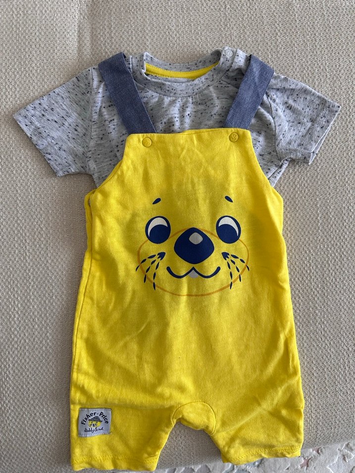 Gri Tişört ve Sarı Örme Erkek Çocuk Tulum - Görsel 2