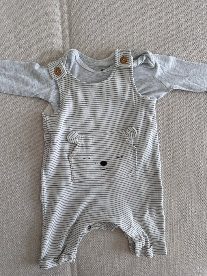 Uzun Kollu Gri Erkek Bebek Tulum - Görsel 2