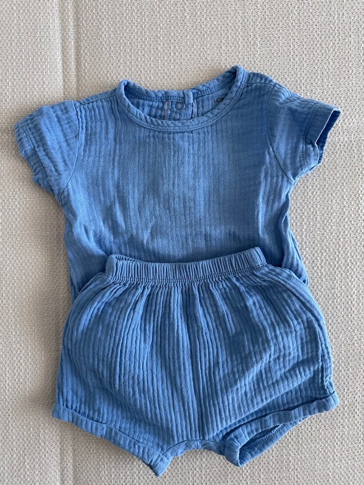 Mavi Kısa Kollu Bebek Takımı - Görsel 2