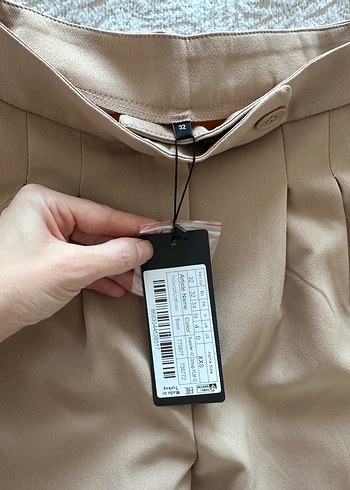 Bej Kadın Midi Kumaş Pantolon - Görsel 3