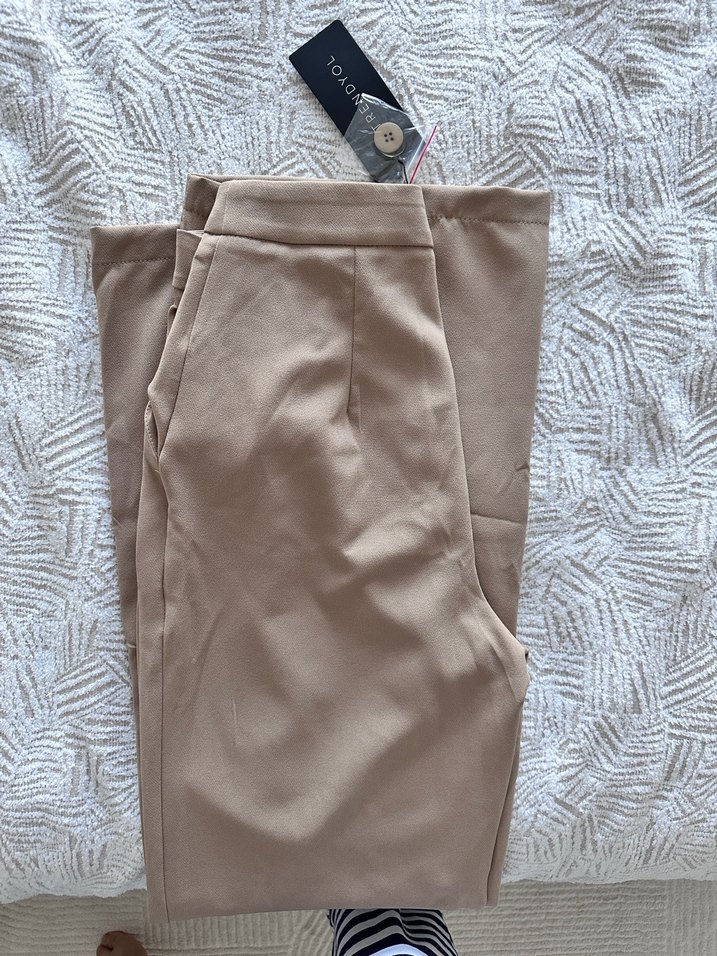 Bej Kadın Midi Kumaş Pantolon - Görsel 5