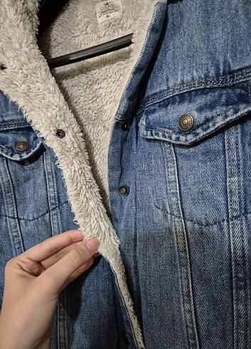 m Beden lacivert Renk Unisex Colins içi kürklü kot ceket