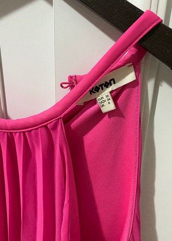 Koton Koton Pembe Pilili Uzun Askılı Kadın Abiye Elbise